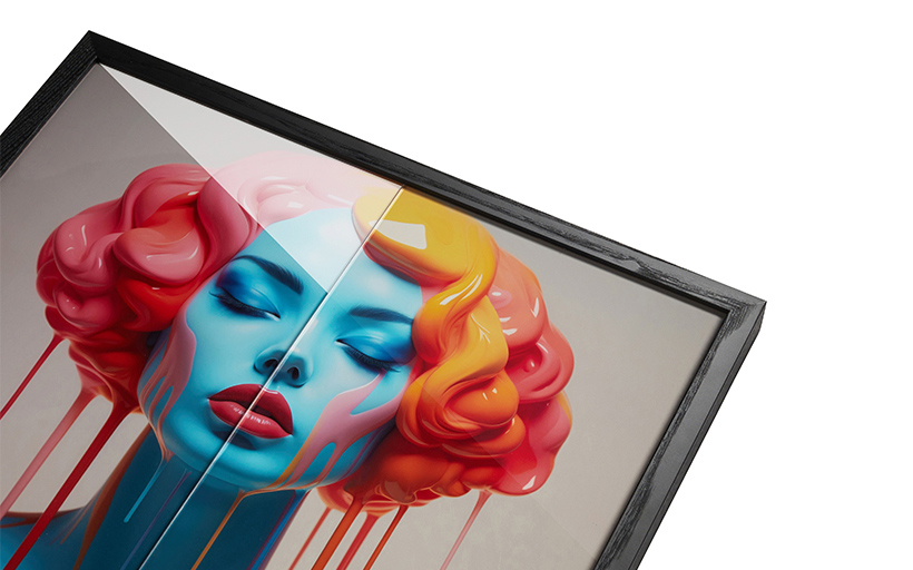 Moth-Eye glaze for custom framed prints: No-glass effect