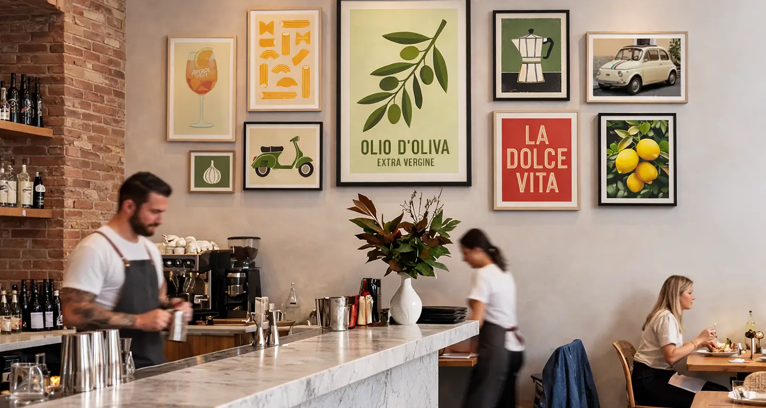 Restaurant and retail interior wall art