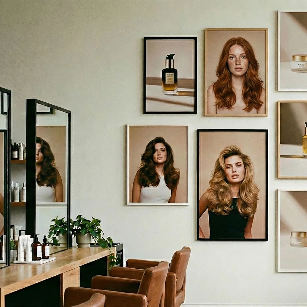An example of wall art in a hair salon