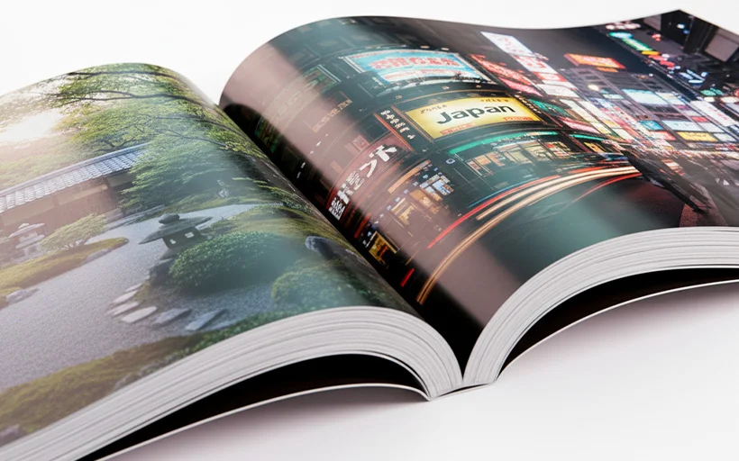 A landscape photo book with gloss paper