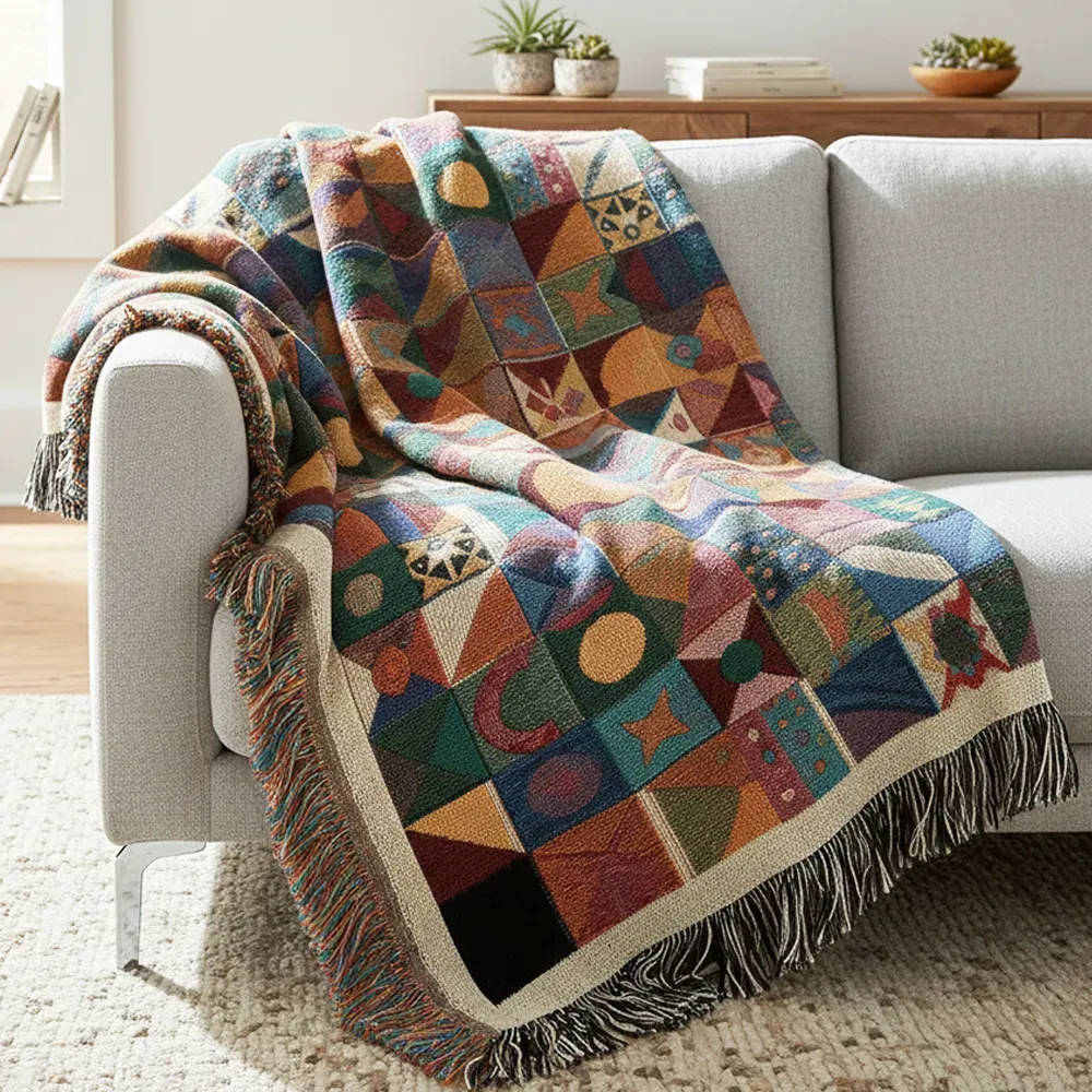Woven blanket custom fringe