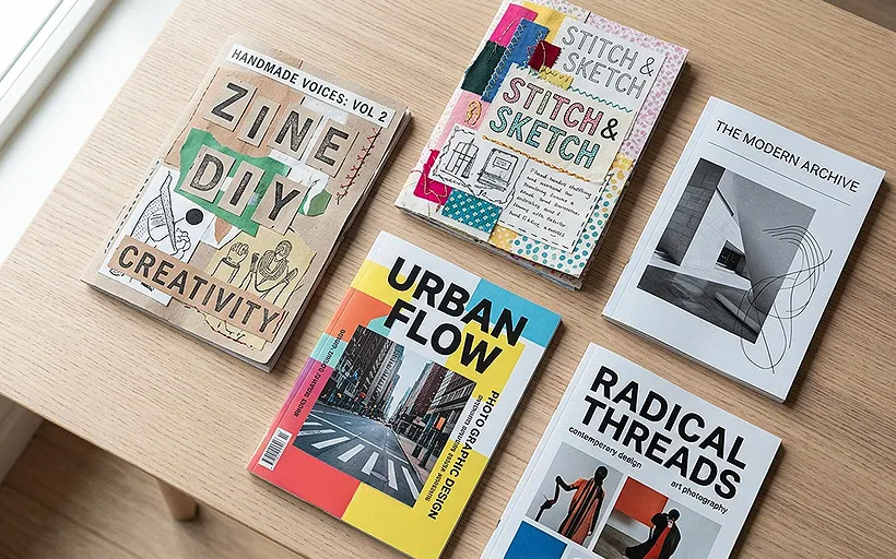 Zines on a tabletop